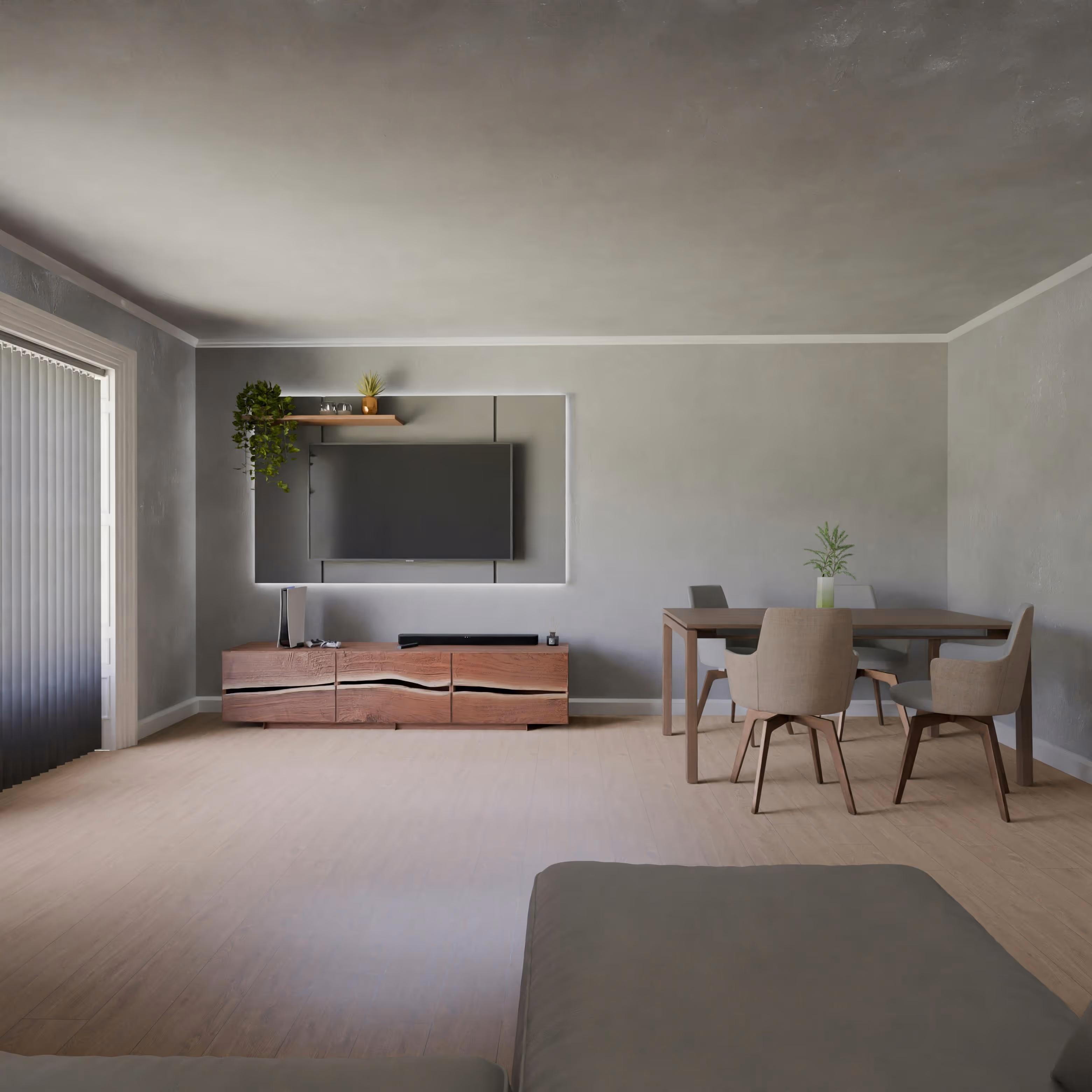 溫暖木質調的現代客廳空間